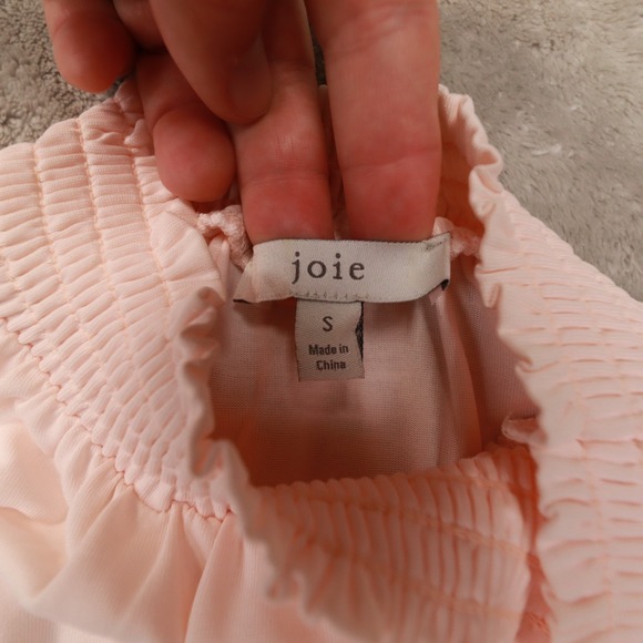 Joie‎ Pink Pullover Dolman Short Sleeve Smocked High Neck Top Women's Size Small - Picture 3 of 6